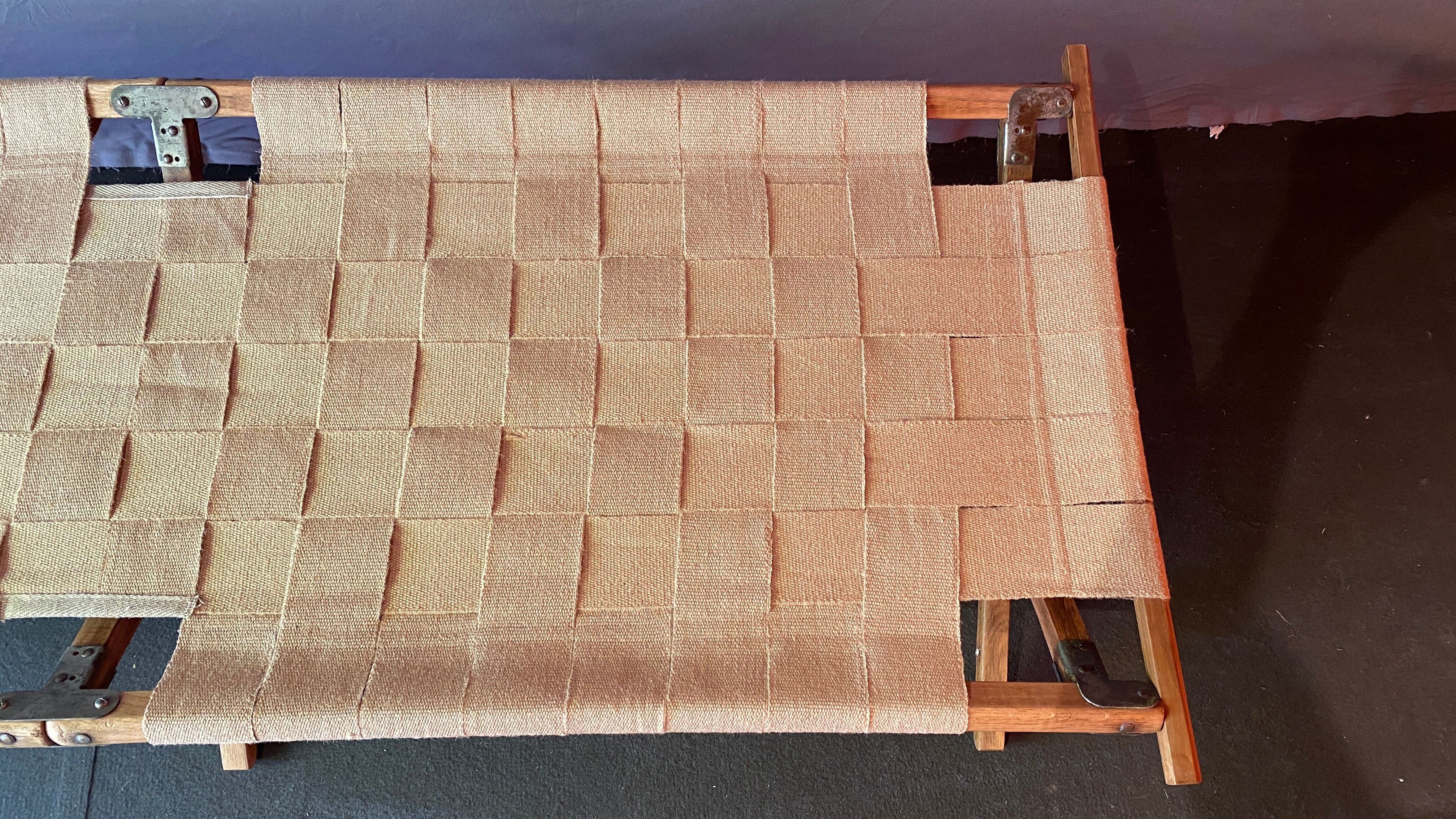 Army camp bed - daybed - jute braiding