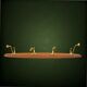 Vintage wooden wall coat rack with 4 double brass hooks – 1950s-60s
