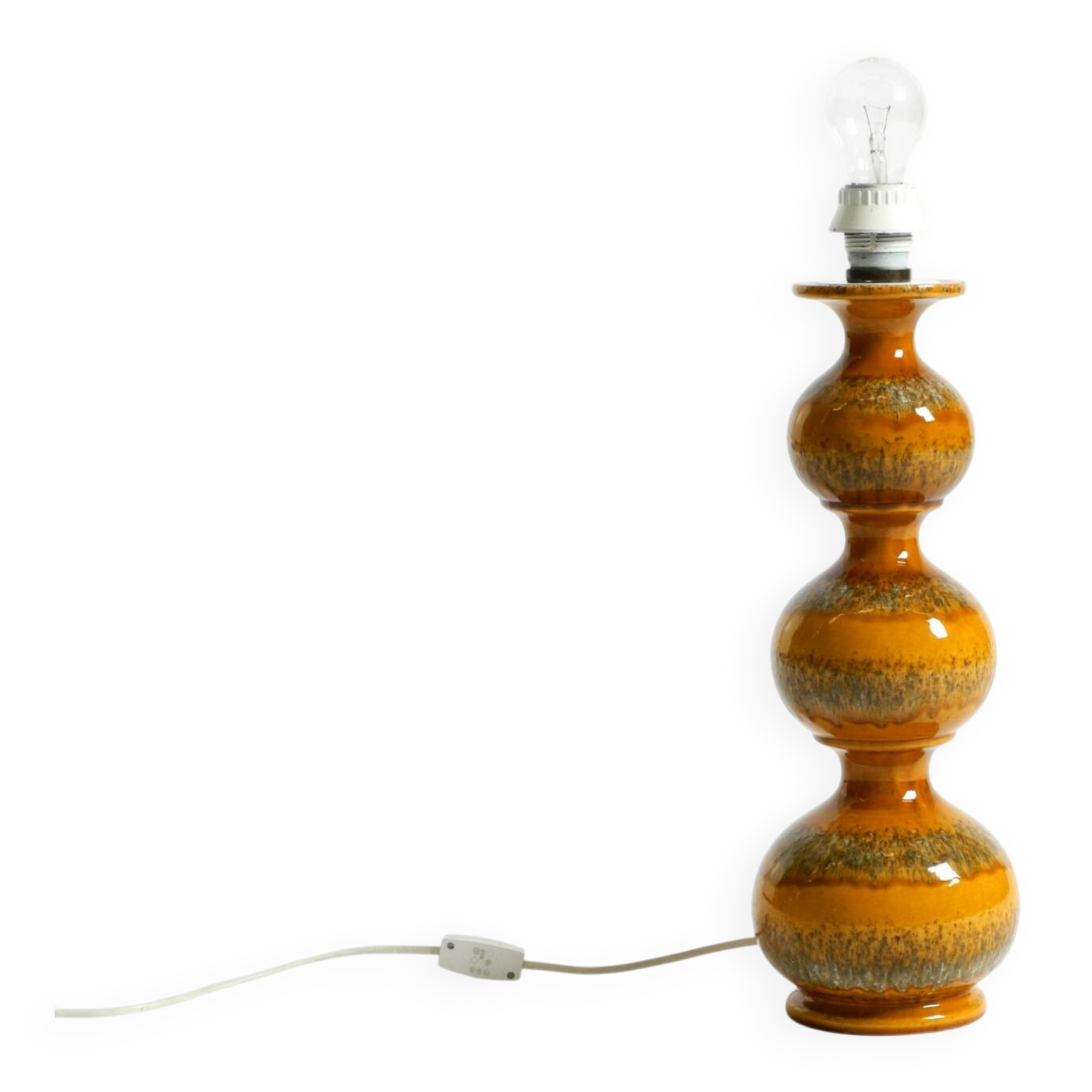 Large 1960s ceramic table or floor lamp in light brown by Kaiser Leuchten