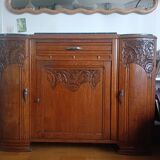 Art Deco buffet in marble and carved wood