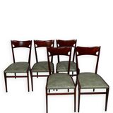 Chaises de salle à manger en bois de hêtre aux tons verts, années 1950