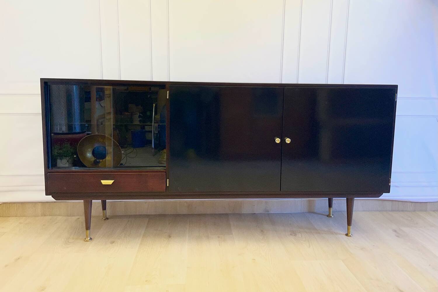 Vintage enfilade design 60s/70s – wood and black lacquer