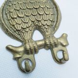 Patère double en laiton représentant un hibou