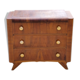 Chest of drawers of the 40s in walnut compass feet 3 drawers