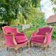Pair of Louis XV Style Walnut Bergeres, 19th Century