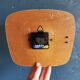 Vintage formica clock silent trapeze wall pendulum "Odo pink black"