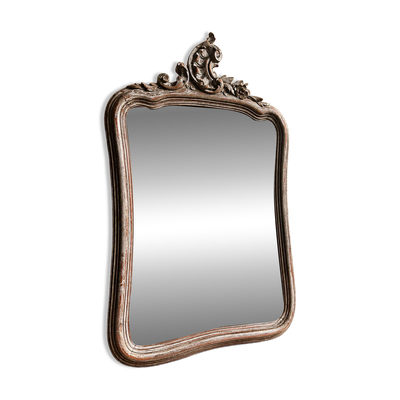 Miroir ancien Louis XV en bois sculpté et glace biseautée – vers 1900