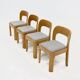 Set of 4 sculptural dining chairs in light oak, 1970s