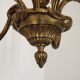 French Art Nouveau Bronze 6 Light Chandelier with Scroll Arms and Leaf Details 5583