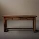 Antique work table/console in solid oak, Auvergne, circa 1900