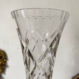 Vase tulipe en cristal ciselé  et argent 23 cm