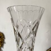 Vase tulipe en cristal ciselé  et argent 23 cm