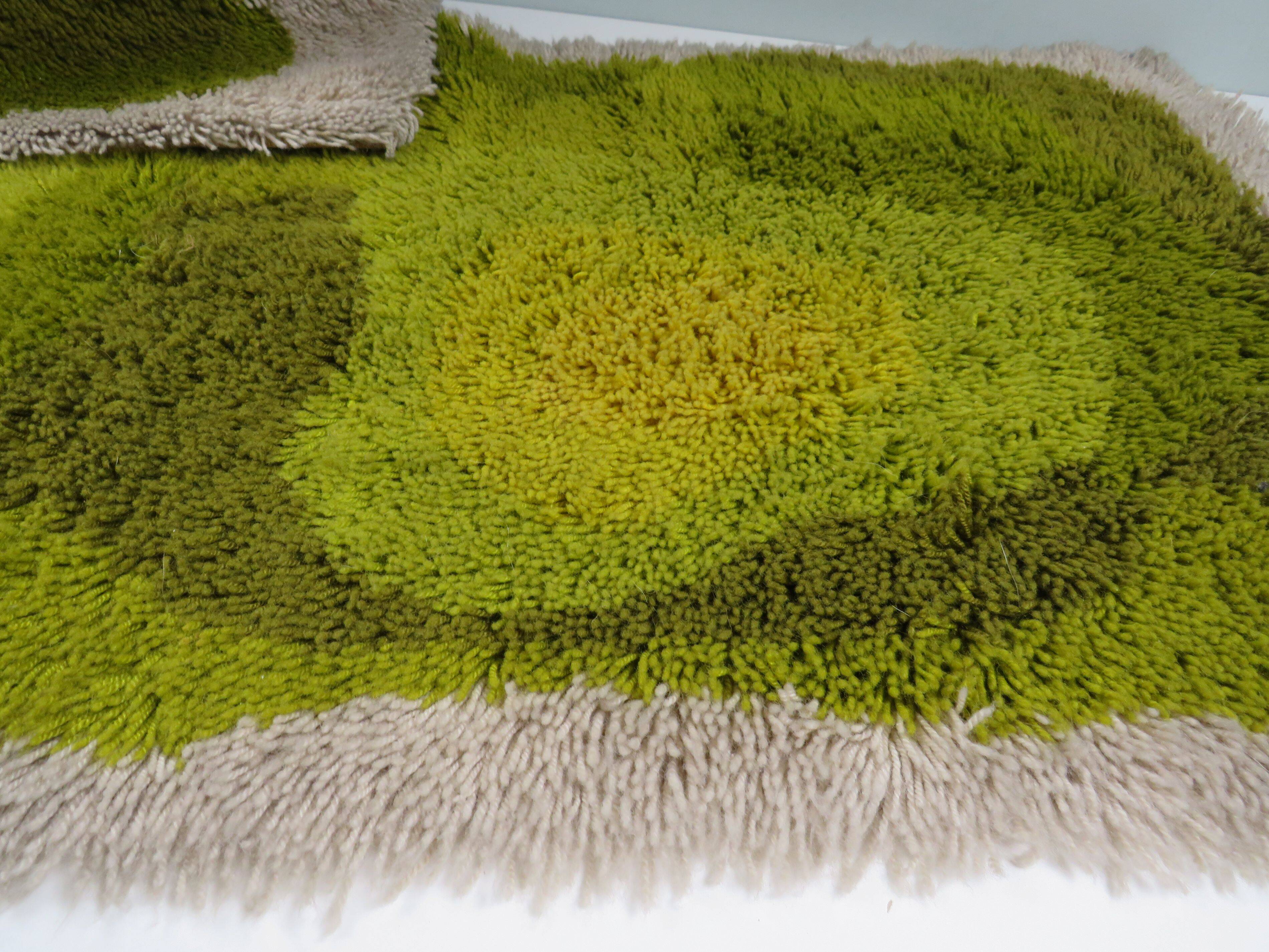 Pair of vintage Desso rugs from the 70s – moss green & beige