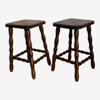 Duo of wooden stools 60