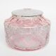 Pink pearlescent glass lampshade with floral relief decoration – 1950s