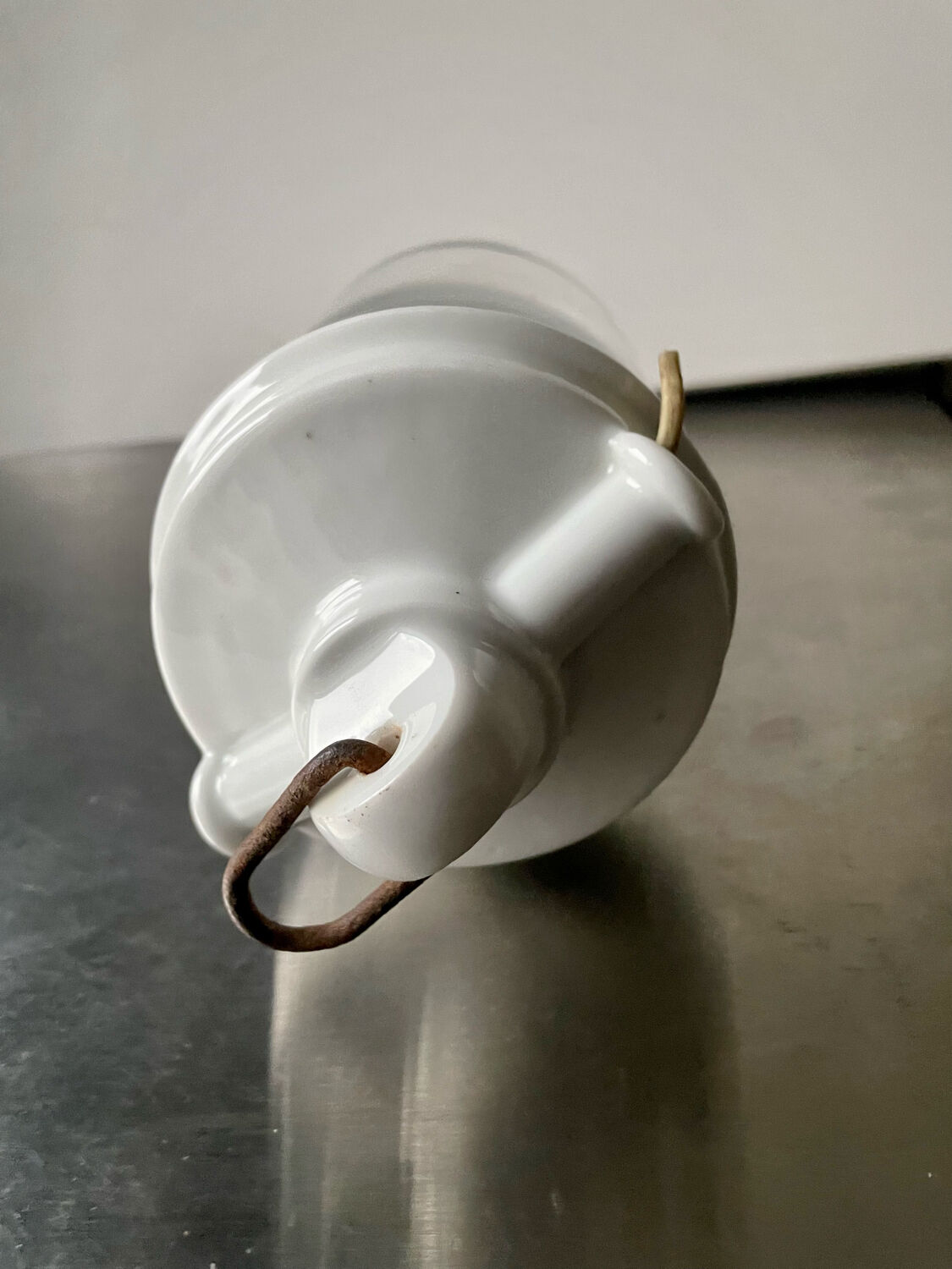 Art Deco ceiling pendant lamp in porcelain & glass