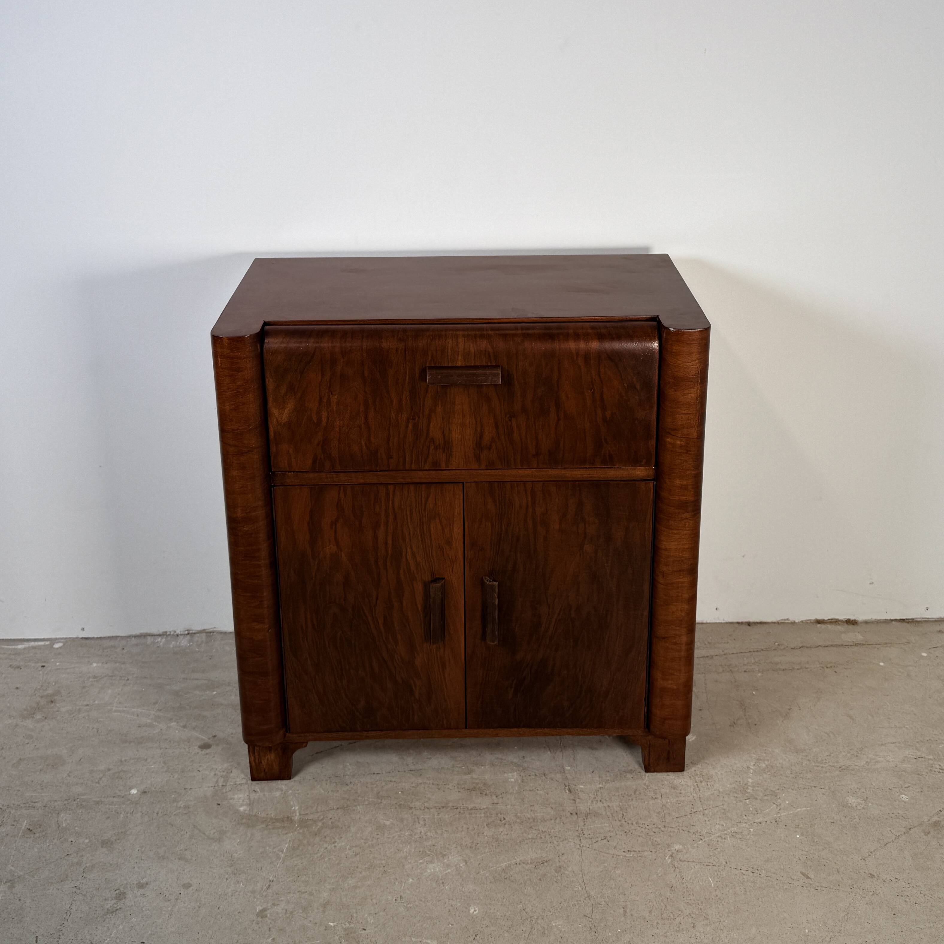 Art Deco audio cabinet with pull-out drawer