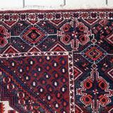 Vintage 1950s Persian Afshar rug, tribal double medallion, red field, 148cm x 211cm