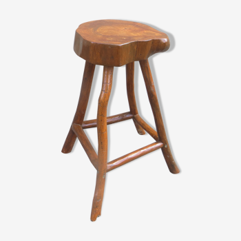 Brutalist solid wood stool