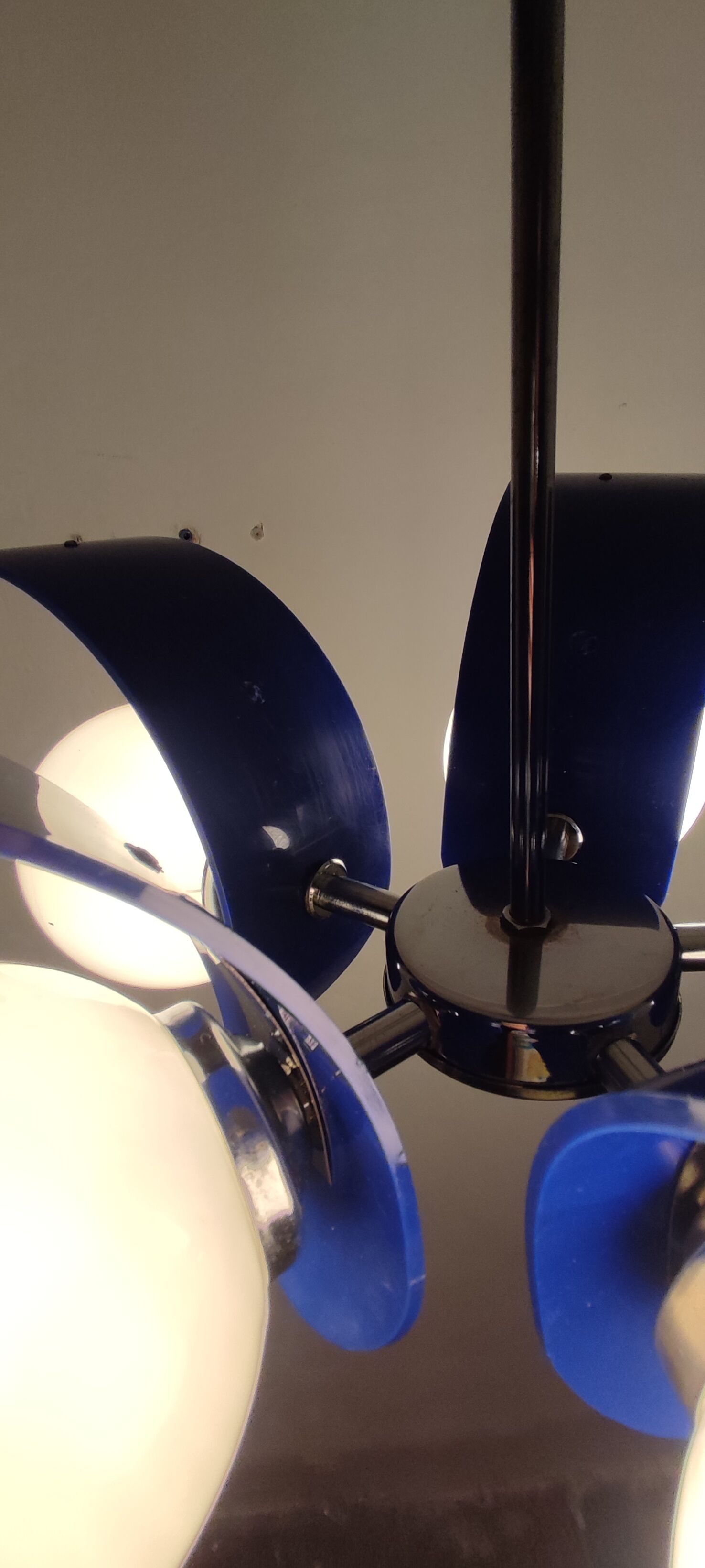 Plastic and glass ceiling lamp spain, 1970s