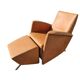 Armchair + matching ottoman – leather – 2000