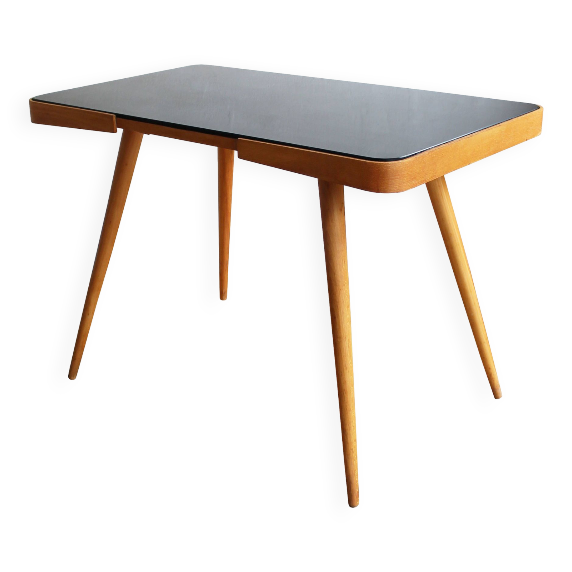 1960's Mid Century Coffee Table With a Black Opaxite Glass - Smaller version