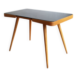 Table basse du milieu du siècle des années 1960 avec un verre opaxite noir - Version plus petite
