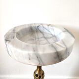 White marble ashtray on brass stand