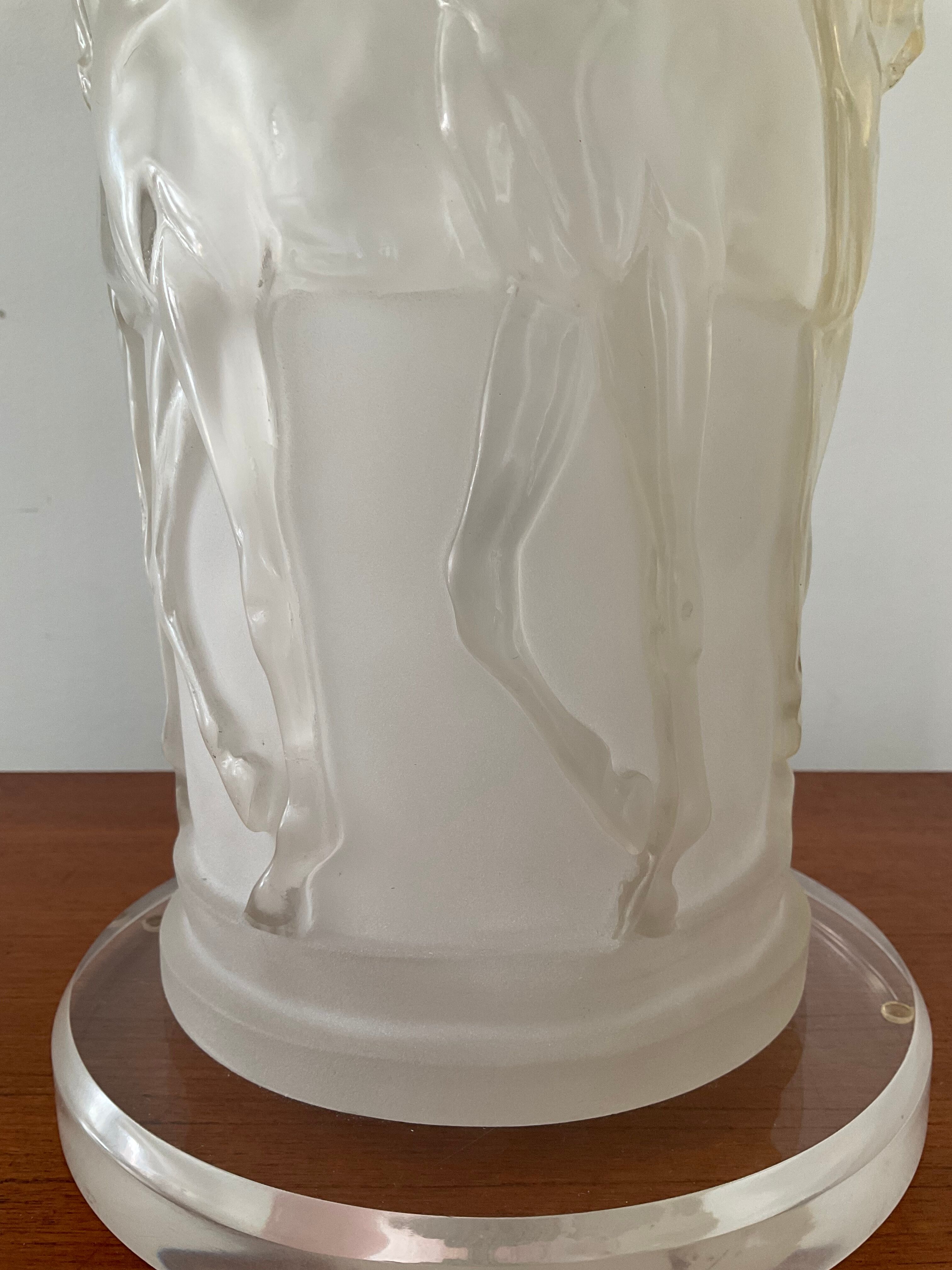 Lamp decorated with horses in plexiglass from the 70s