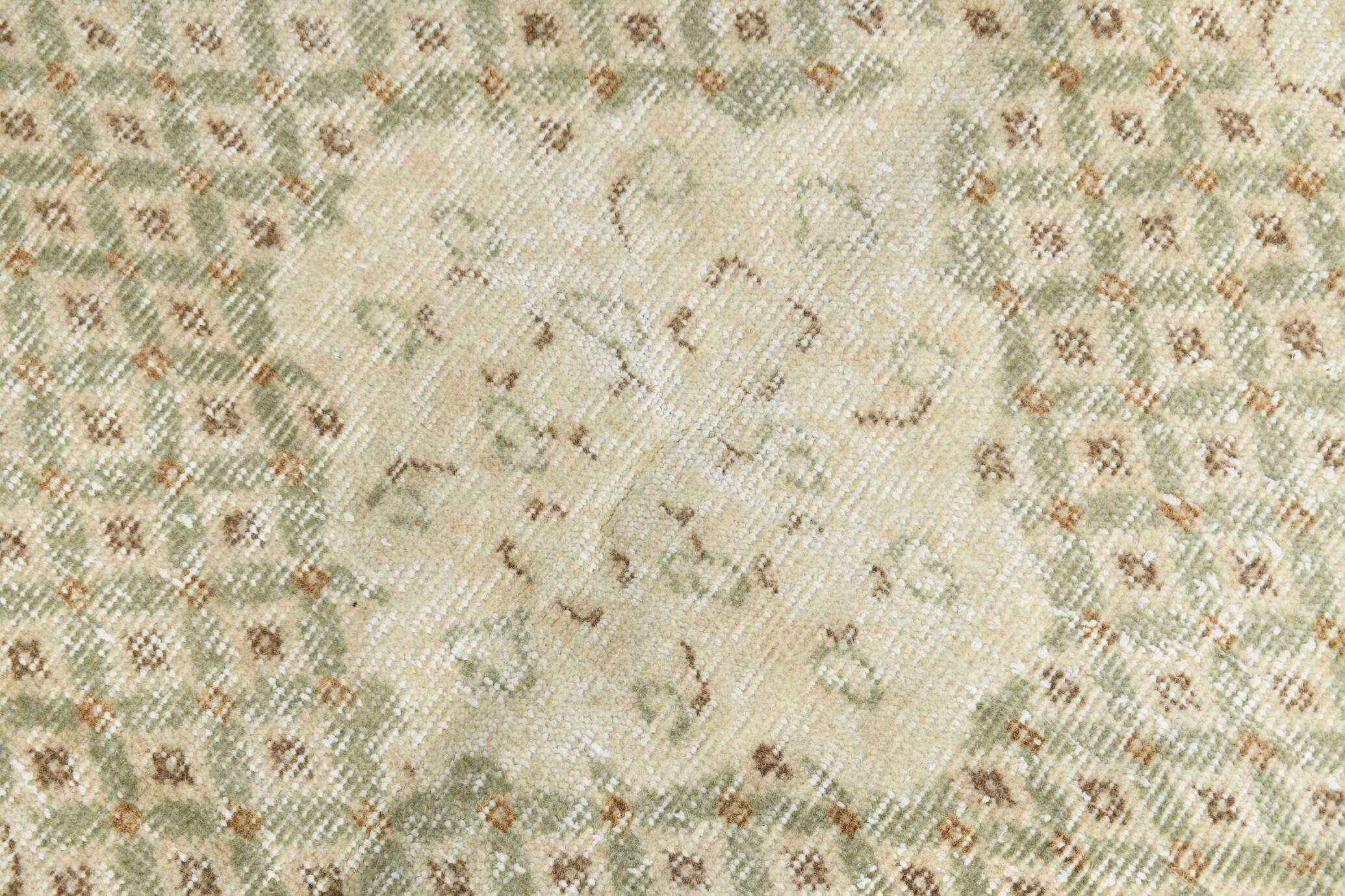 Soft Beige Neutral Vintage Oushak Carpert Rug, 222x330 Cm