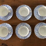 Set of 6 coffee cups in antique porcelain
