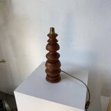 1950s turned oak wood table lamp