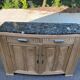Renovated vintage art deco Parisian sideboard in solid wood and marble 152cm