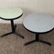 Pair of vintage metal and Formica pedestal tables