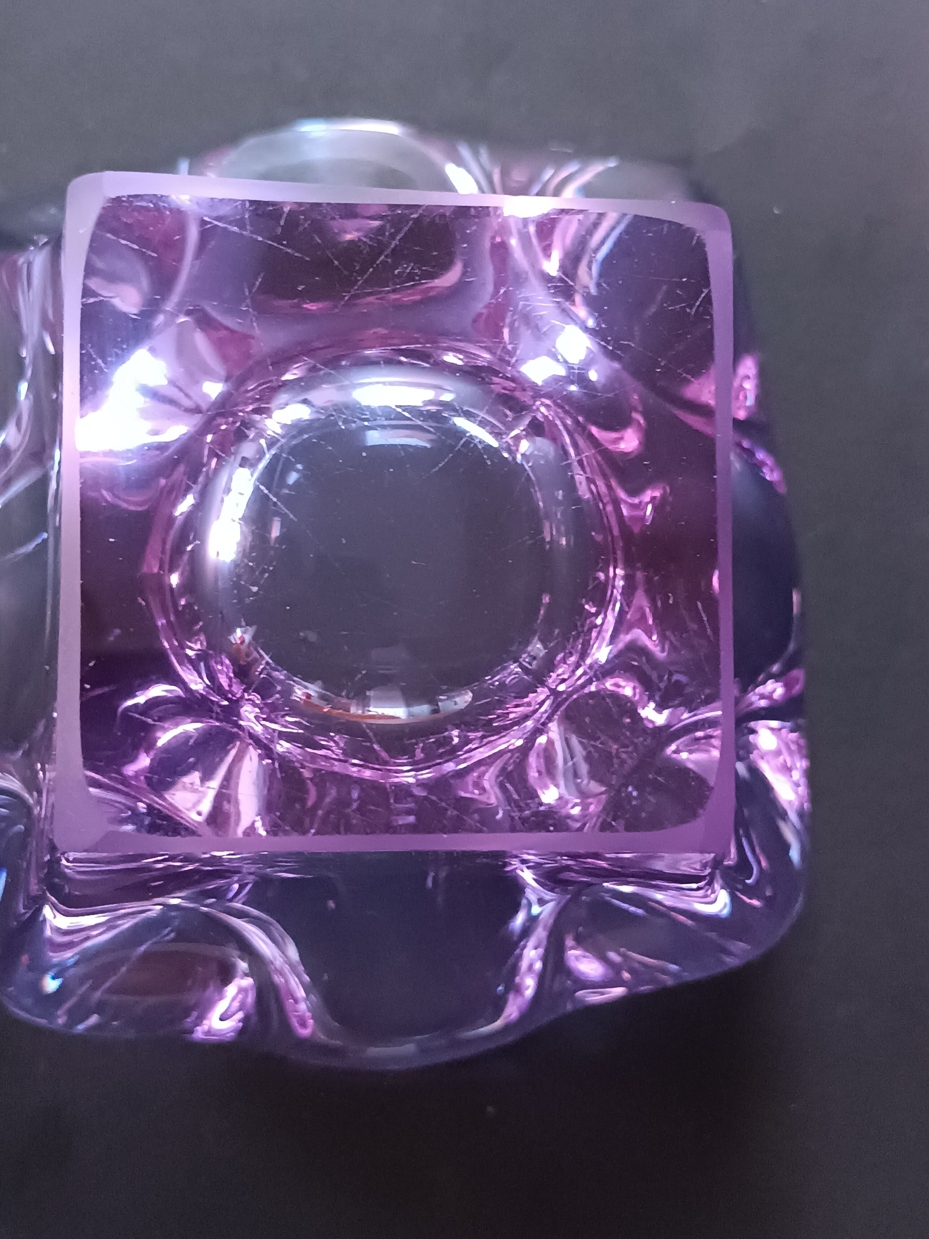 Cendrier en verre de Murano violet 1970
