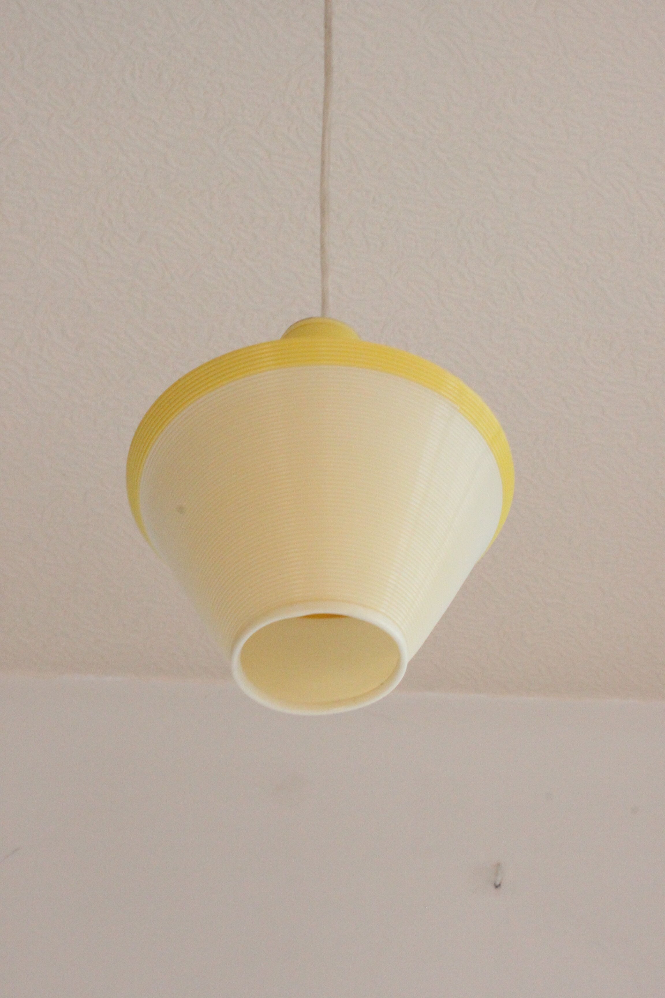Early plastics cellulose pendant lamp by Atelier de recherche plastique and Rotaflex 1950s.