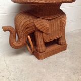Rattan elephant coffee table and vintage wicker