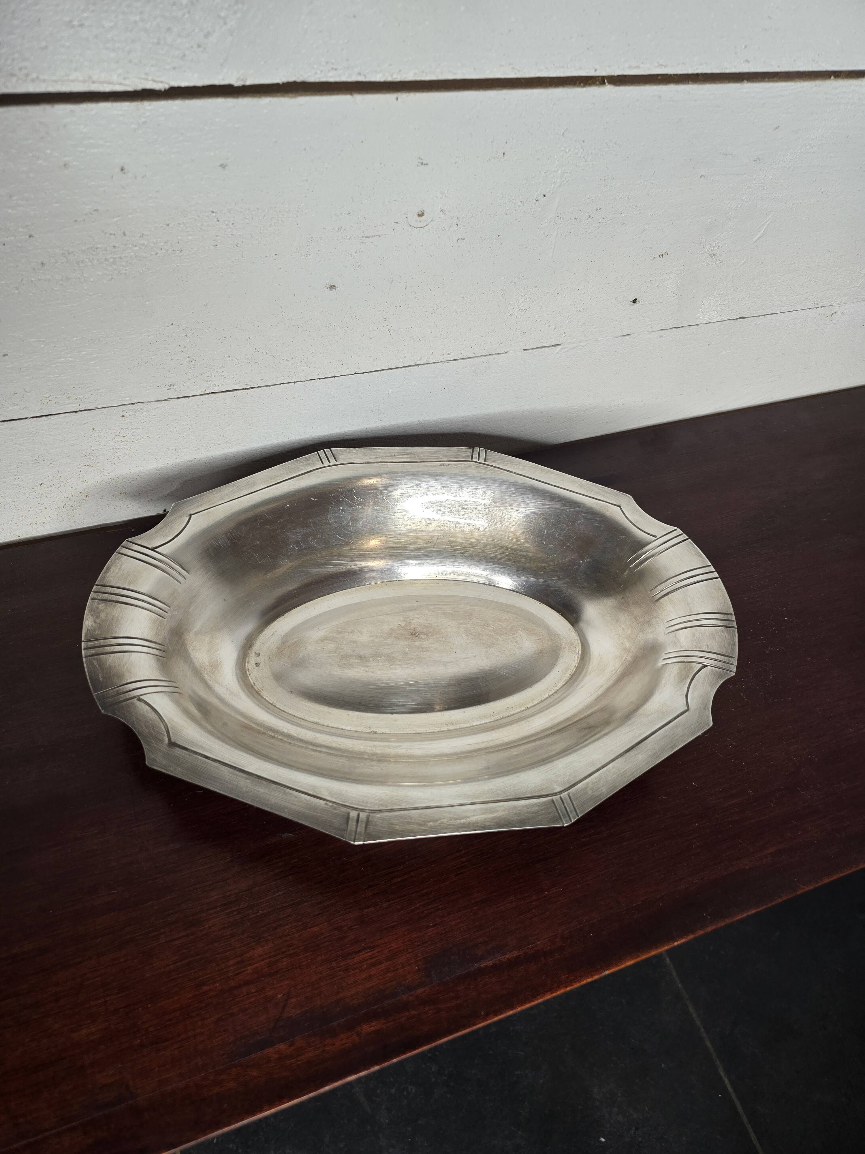Mid-20th century silver-plated hollow dish