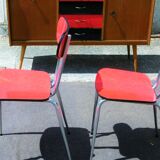 Red formica table and two chairs