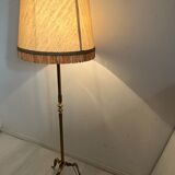 Vintage gilded brass tripod floor lamp