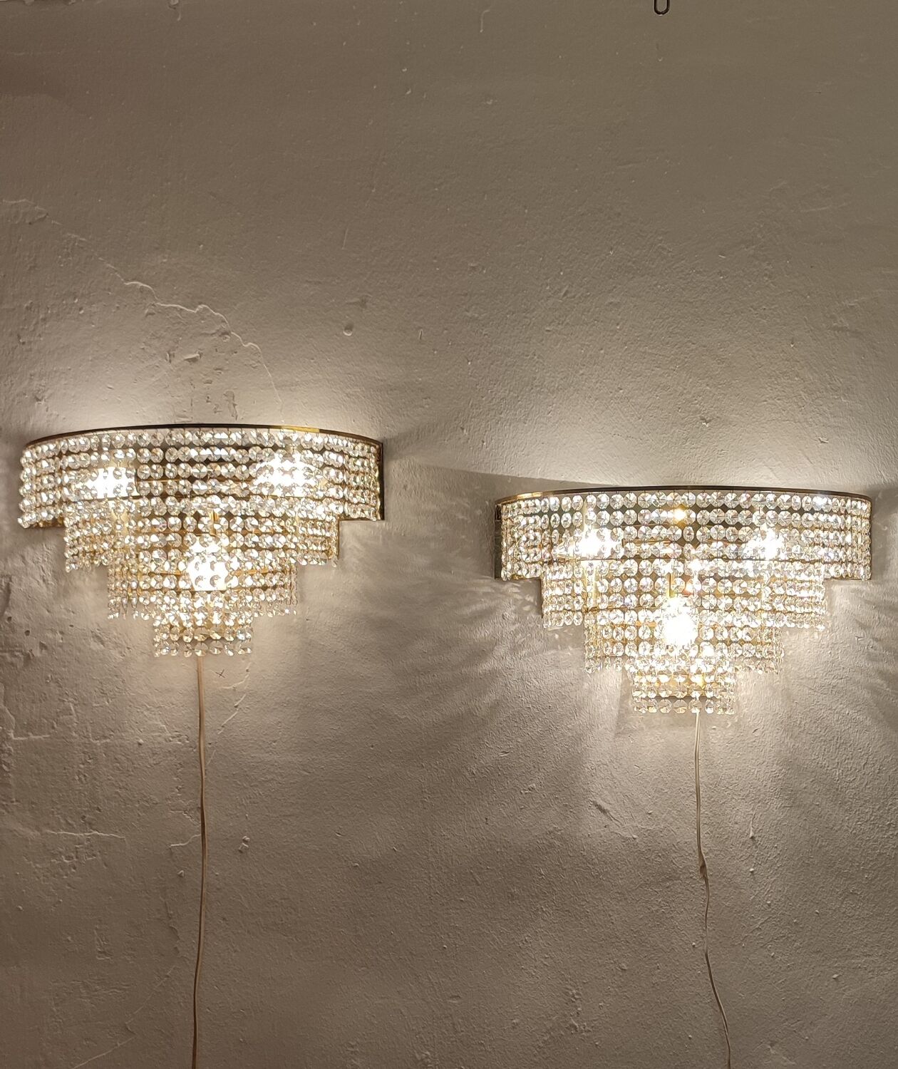 Appliques murales en cristal France années 1970