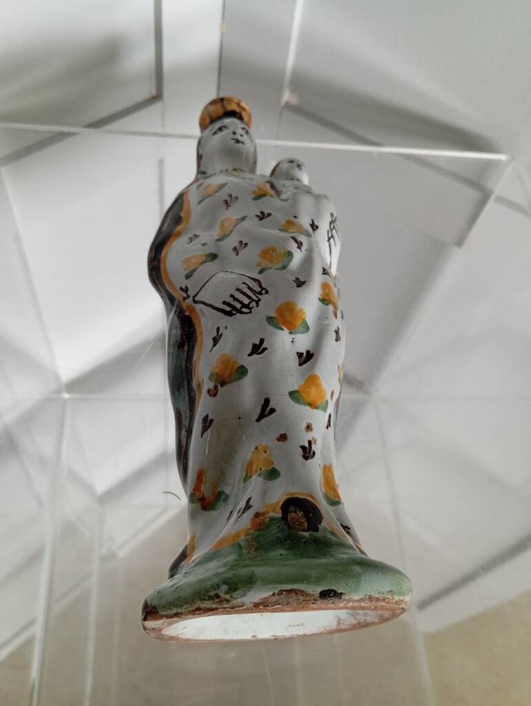 Virgin and Child in polychrome earthenware, 18th century, Nevers