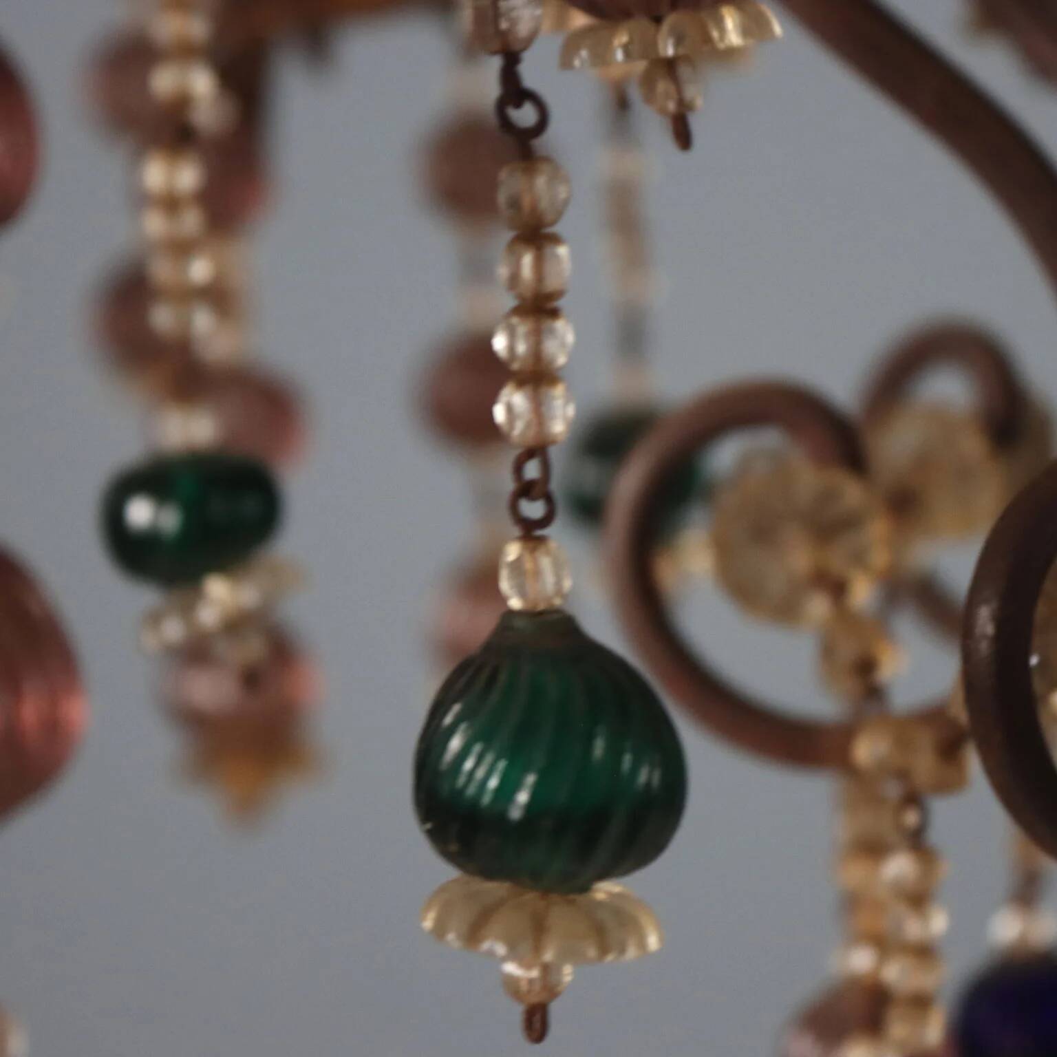 Golden iron and tin chandelier - Italy early 20th century