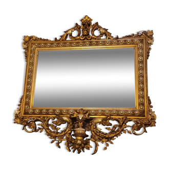 Napoleon III mirror in gilded stucco