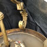Gilded bronze chandelier with opaline