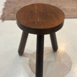 Vintage brutalist tripod stool compass legs - wood