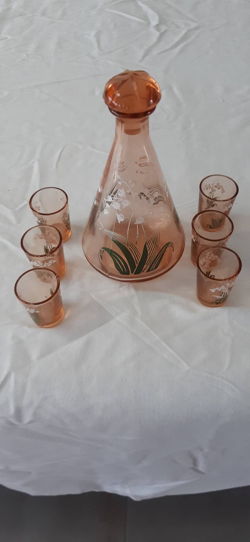 Carafe vintage et ses 6 petits verres