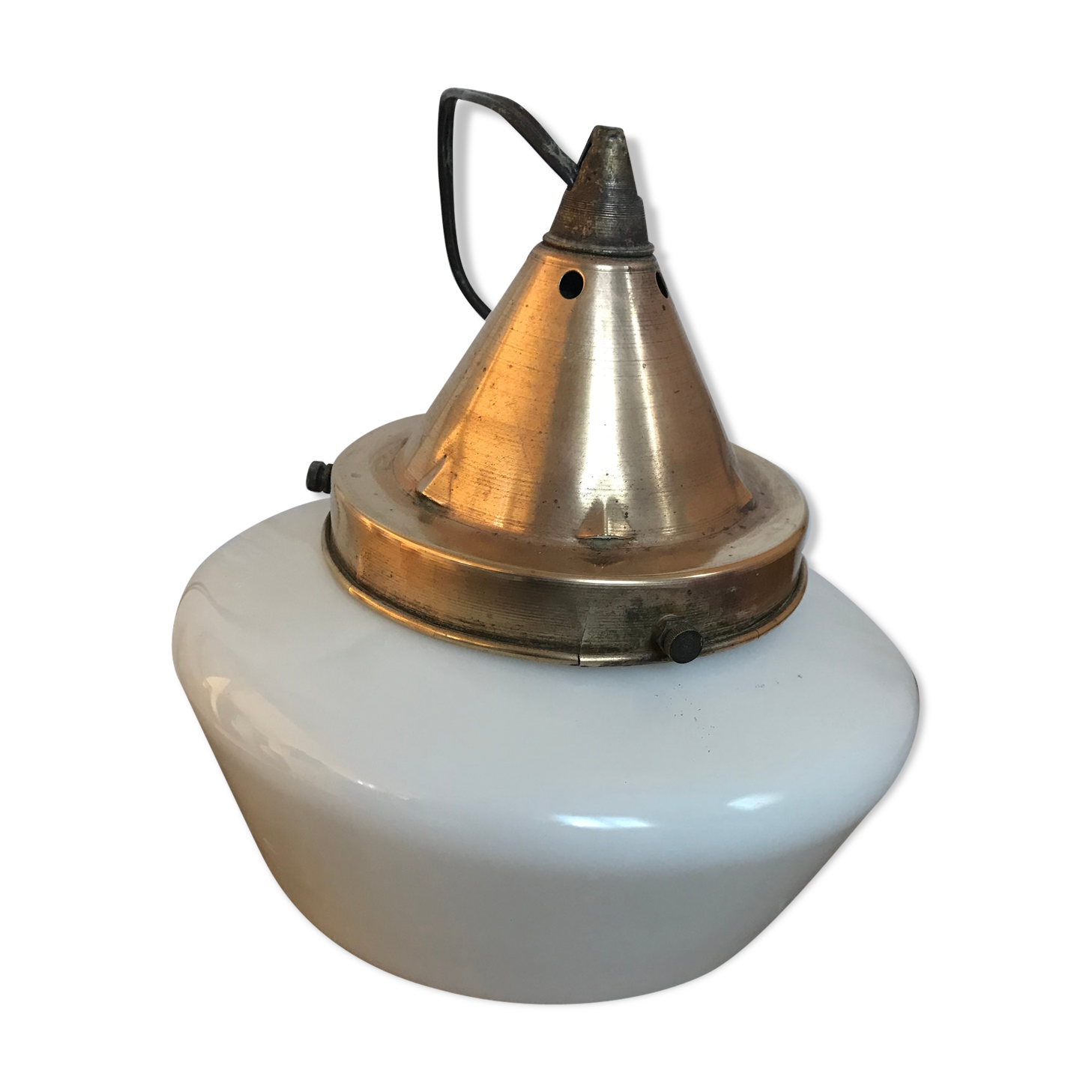 Vintage opaline and brass pendant lamp