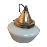 Vintage opaline and brass pendant lamp