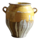 Large Antique French Confit Pot with Yellow Glaze